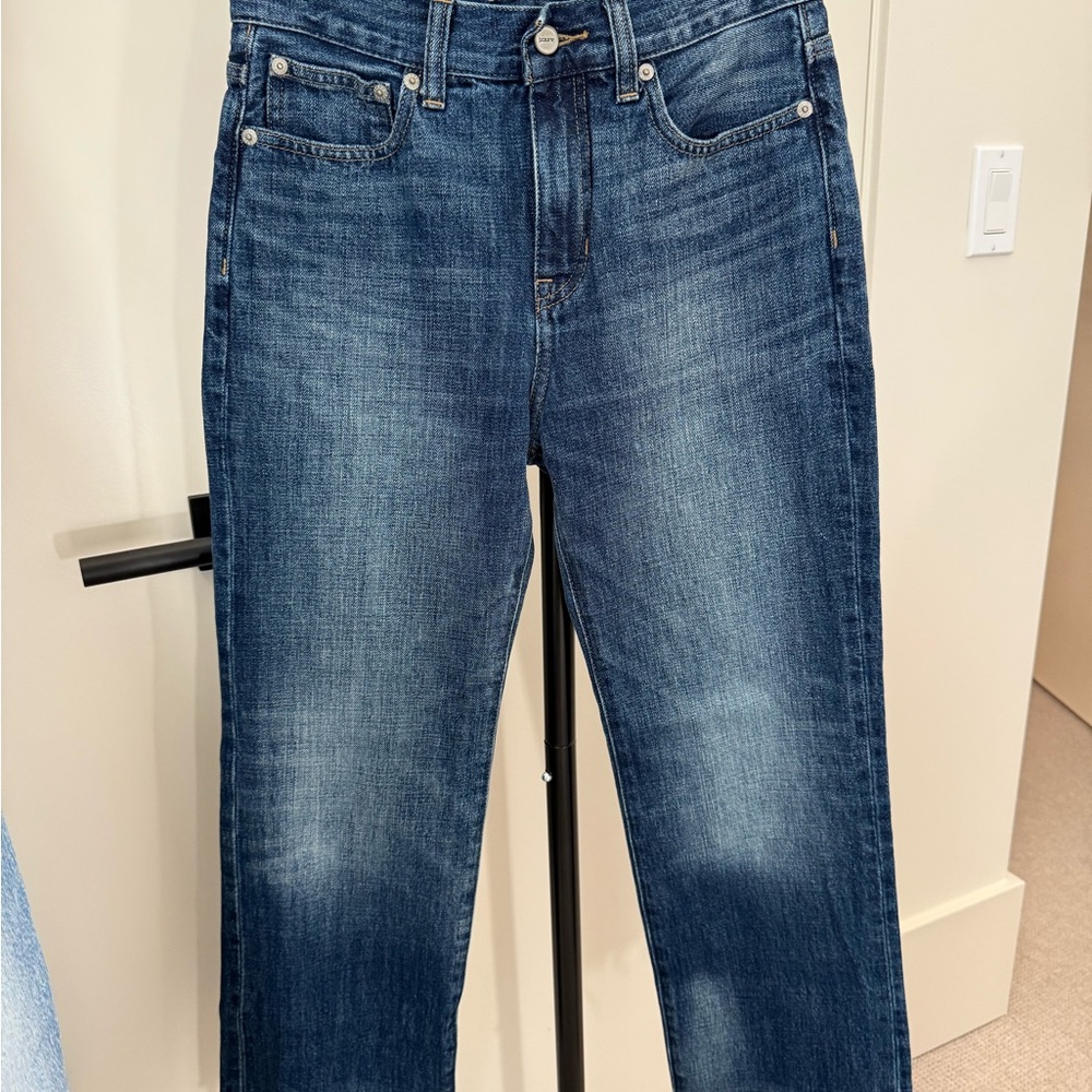 J. Crew Women's Straight-Leg Mid-Blue Denim Jeans